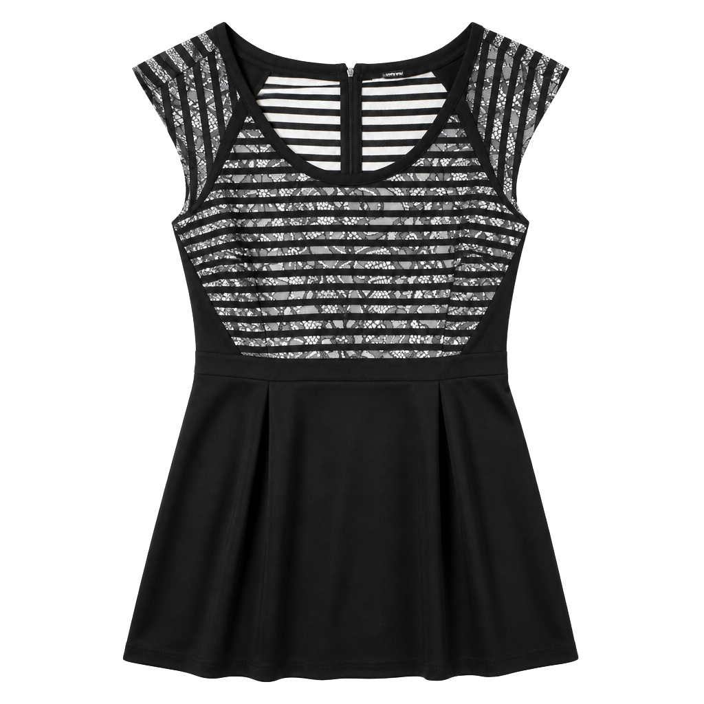 Apt. 9 Women's Black and White Striped Lace Overlay Dress Size 4 1