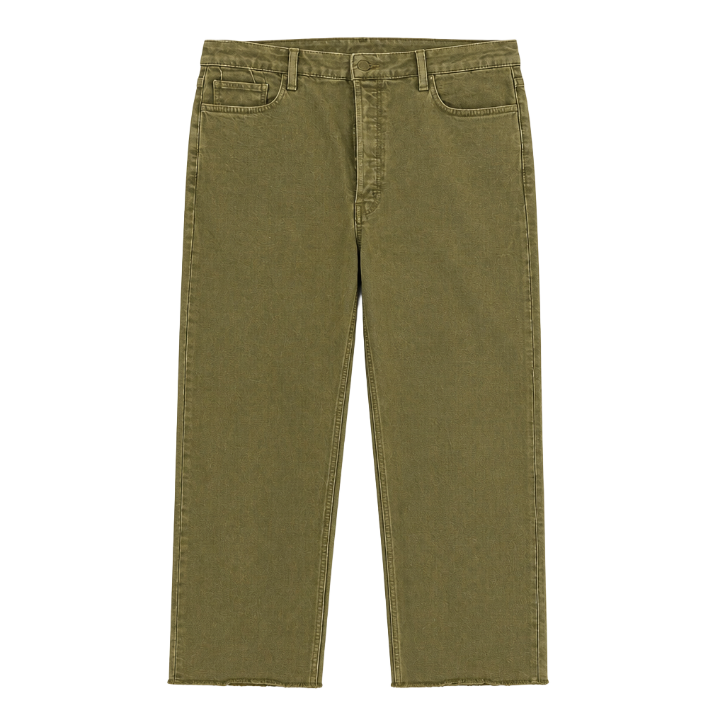 RE/DONE Pants Size 32 Olive Green Button Fly Raw Hem Straight 1