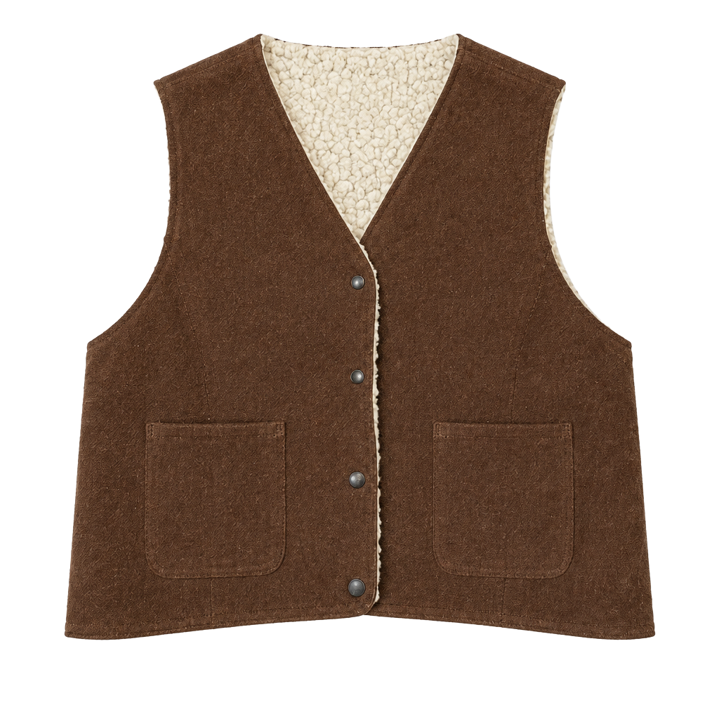 Sears The Leather Shop Suede Sherpa Vest Size L Brown 1