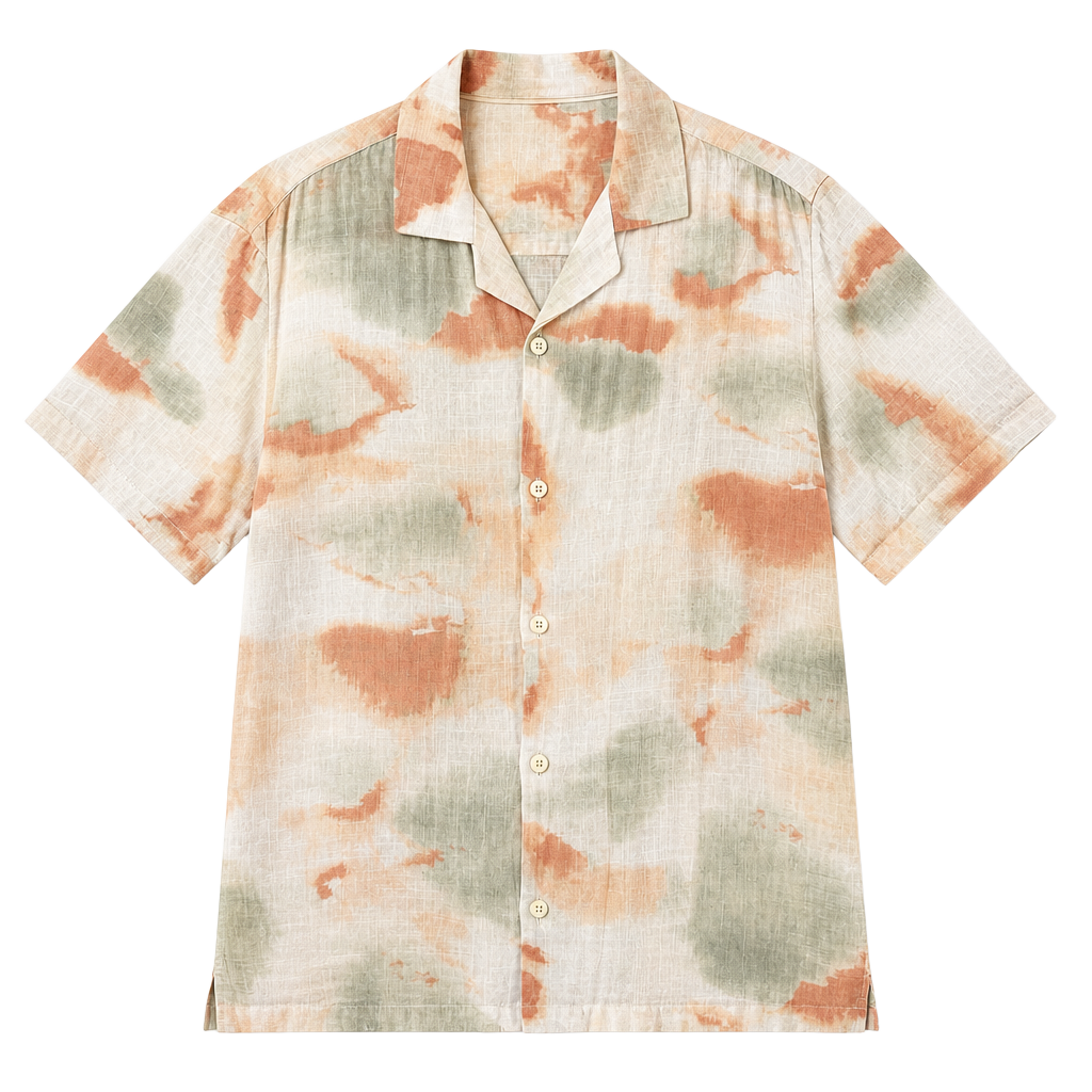 Porter & Ash Men's Tie-Dye Short Sleeve Linen Blend Camp Shirt Medium 1
