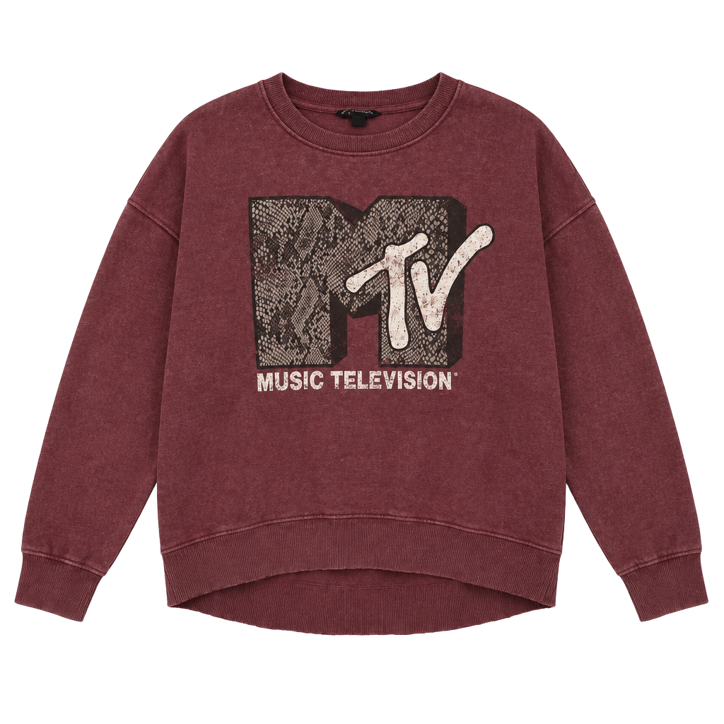 Rock & Republic MTV Sweatshirt Size S Maroon Graphic 1