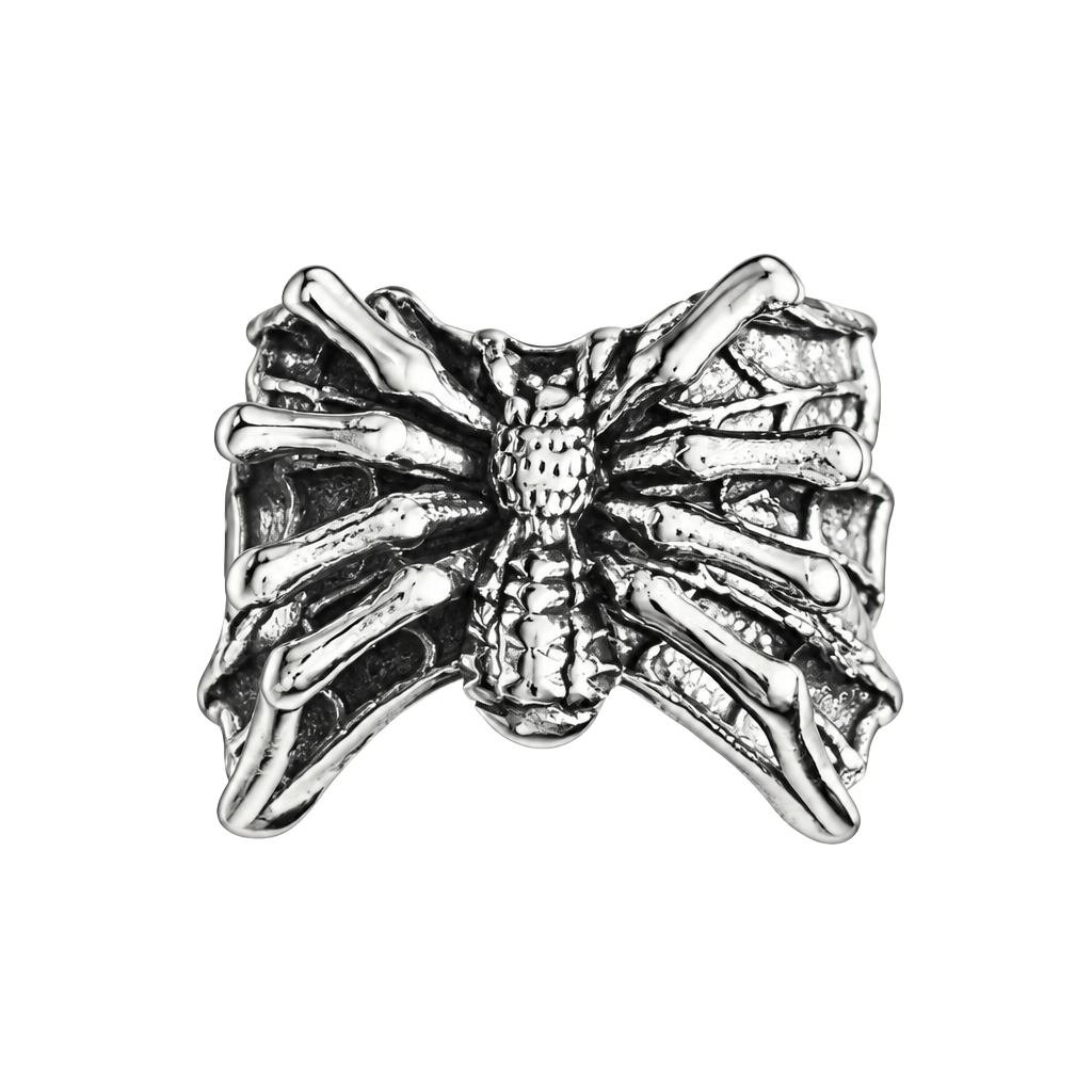 Vintage Punk Rock Spider Web Adjustable Open Ring Size 9-13 1