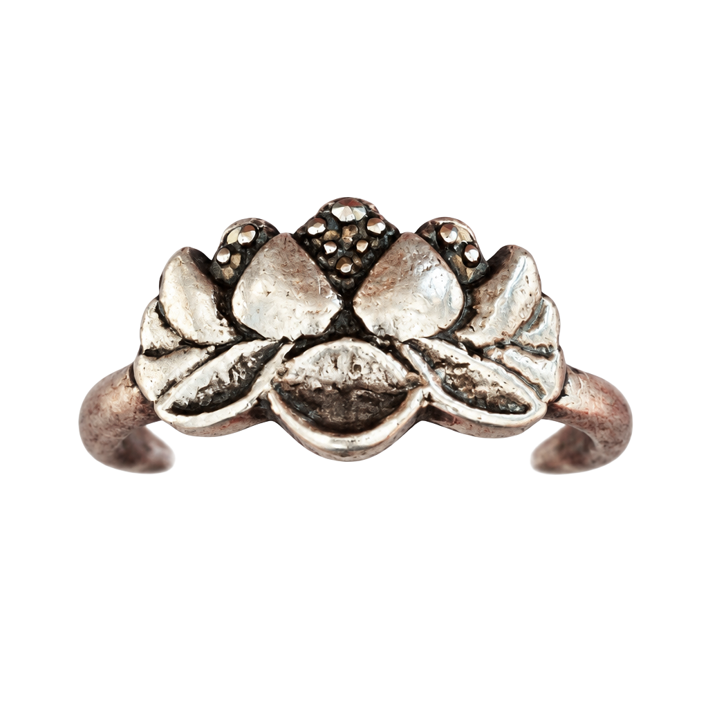 Silver Lotus Flower Titanium Steel Ring Size 5 1