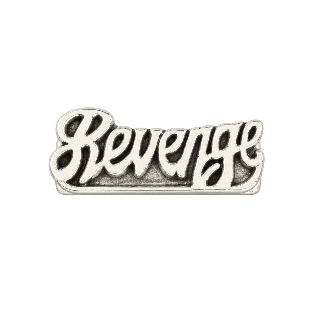 Revenge Script Logo Heavy Silver Ring Size 9 1