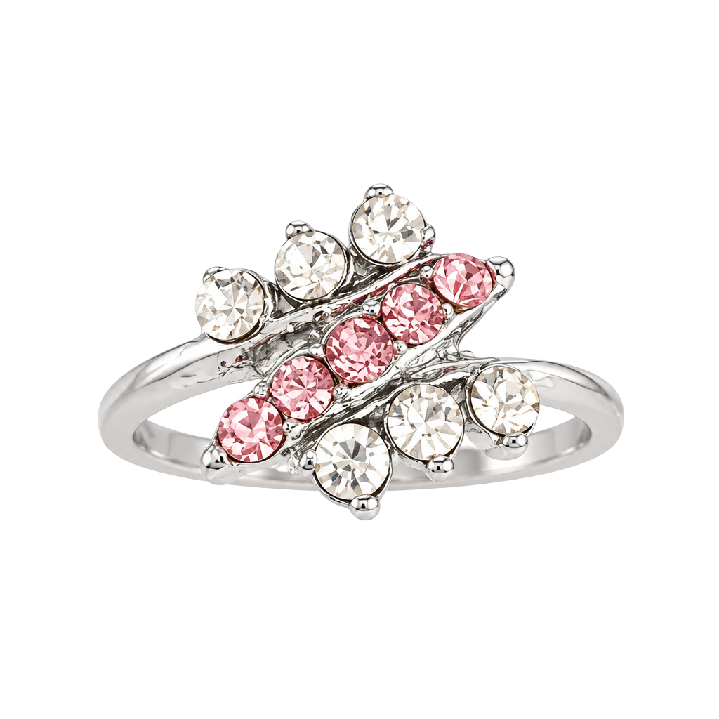 Vintage Cubic Zirconia Rhinestone Cluster Ring Sterling Silver Ring Size 6 1
