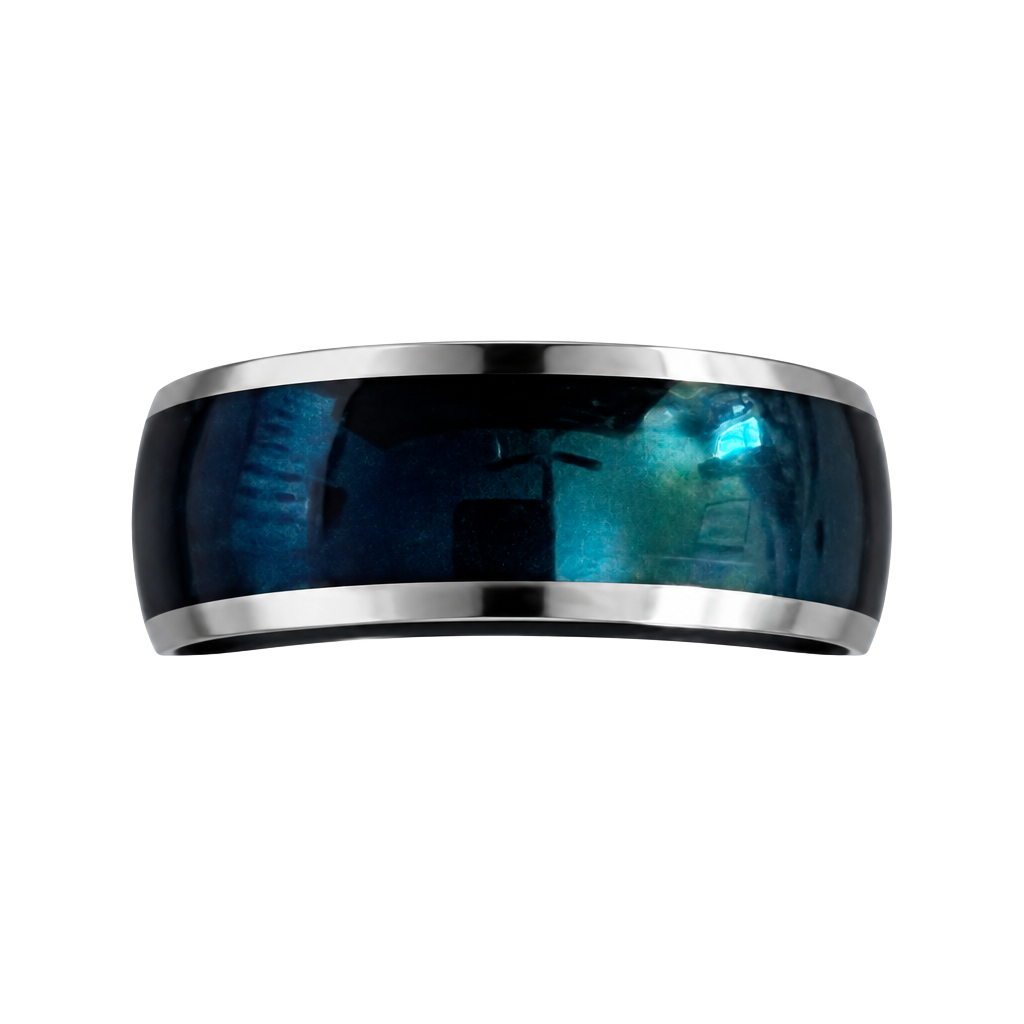 Classic Design Polished Blue with Silver Accents 6mm Band Size 12 1