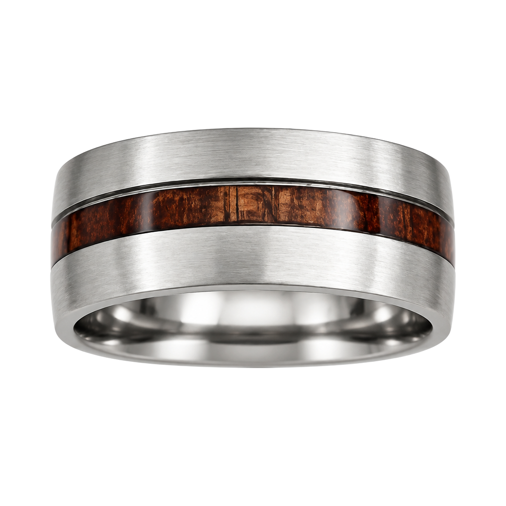 Tungsten Carbide With Koa Wood Inlay Ring 8mm Band Size 7 1