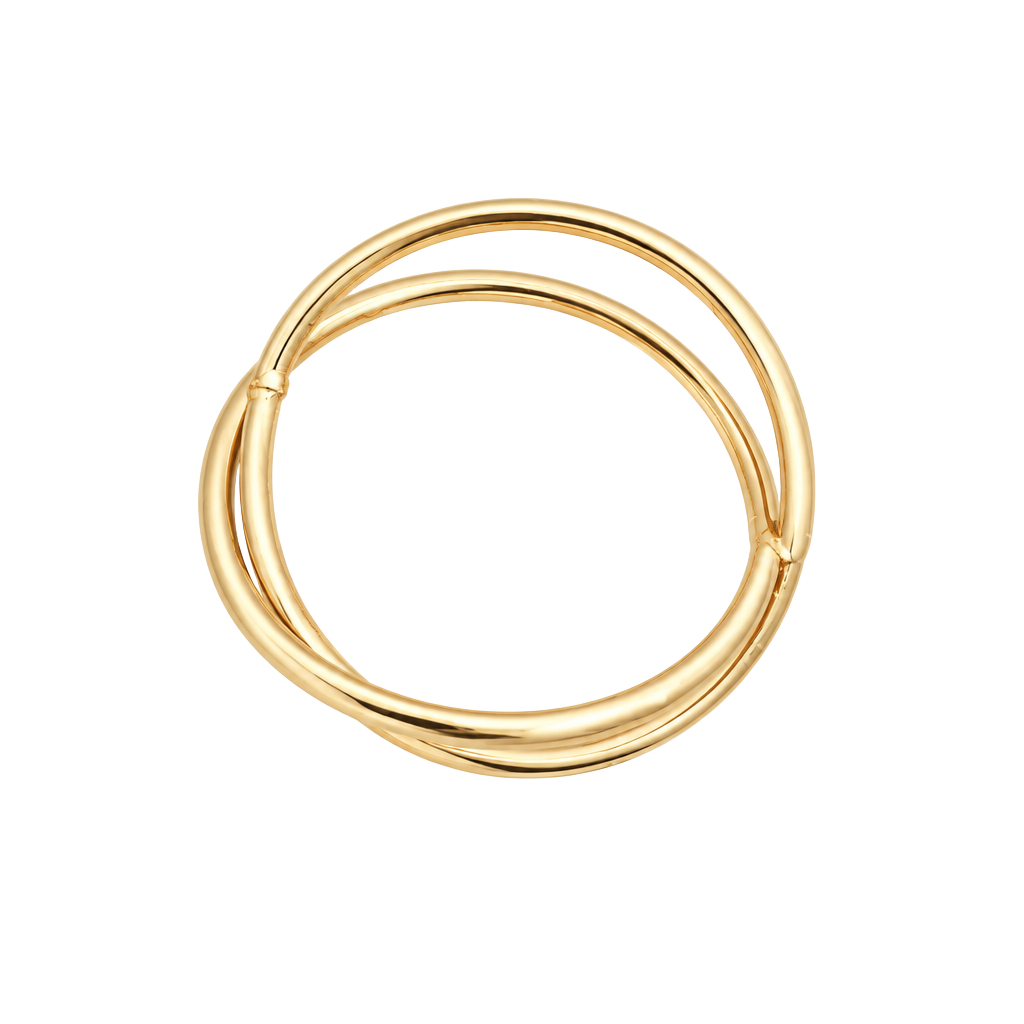 Gold Tone Interlocked Double Circle Ring Size 6 1