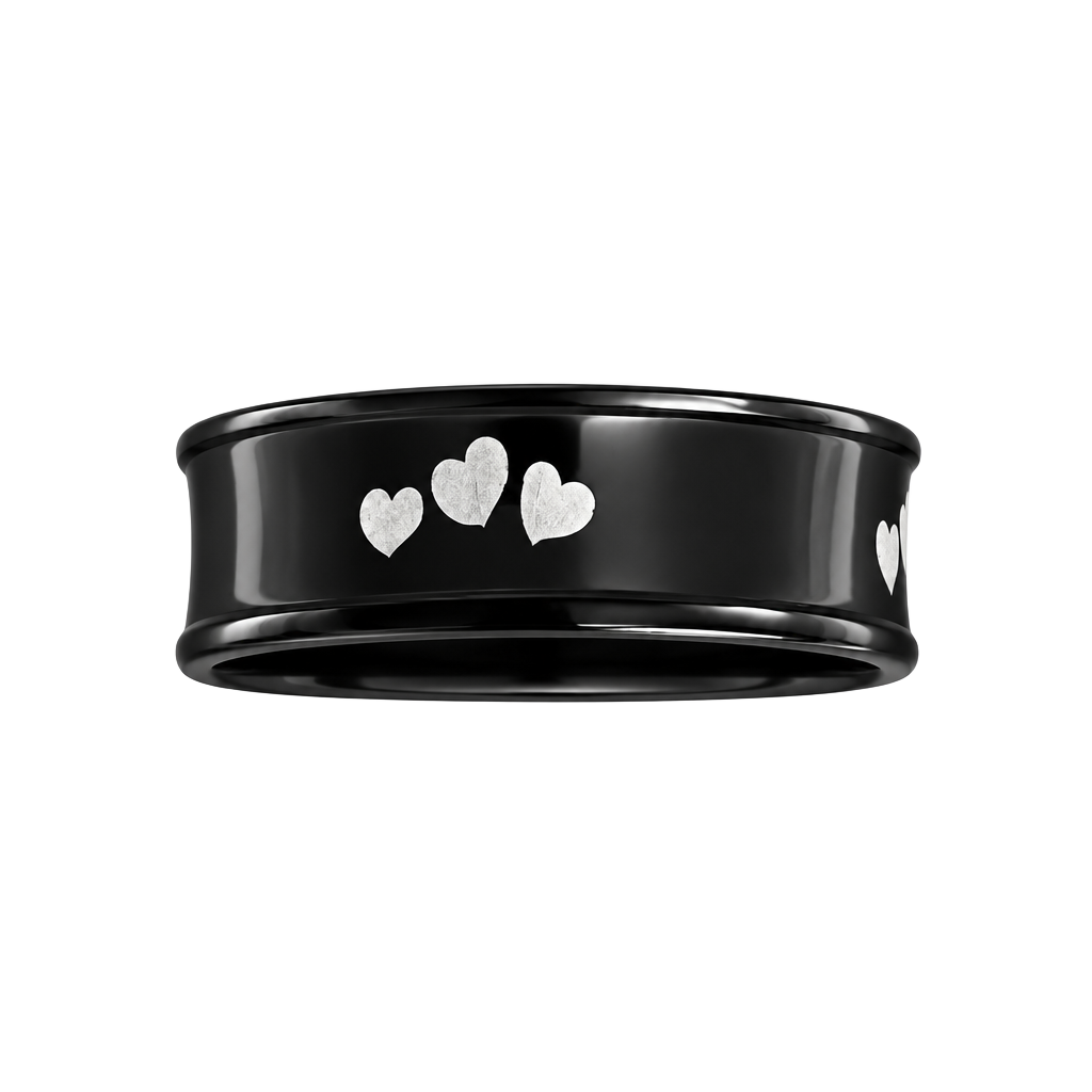 Black Tungsten Laser Etched Hearts 6mm Band Unisex Ring Size 9 1