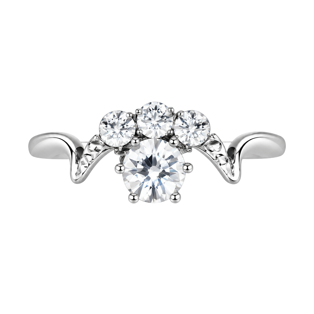 Vintage Style Sterling Silver Cubic Zirconia Cluster Ring Size 8 1