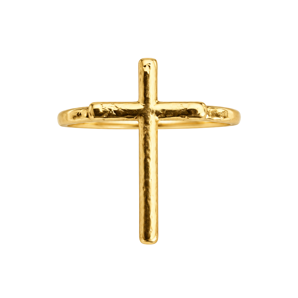 Gold Cross Ring Gold Tone Religious Ring Size 6 1