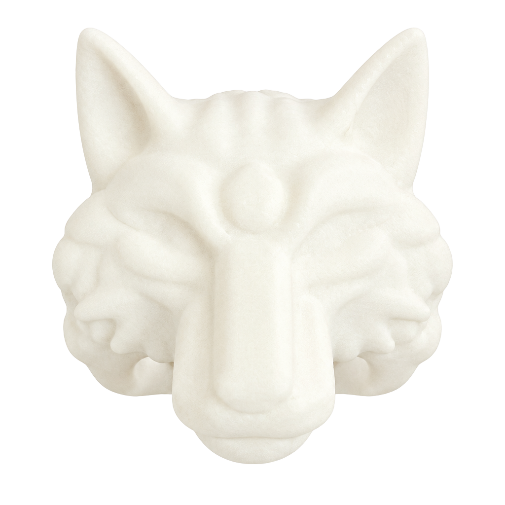3D Printed White Wolf Head Ring Gothic Design Size 13 1