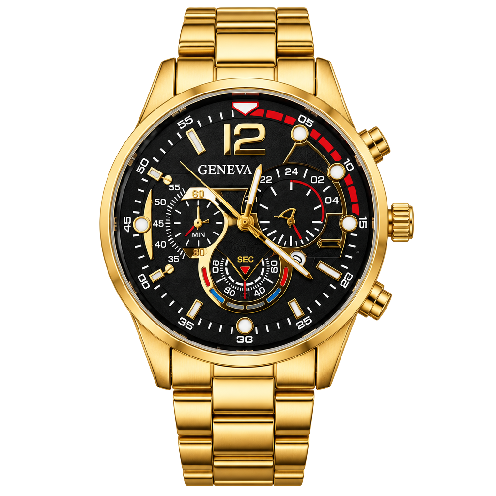 Geneva Gold Chronograph Stainless Steel Men's 45mm Timepiece 1