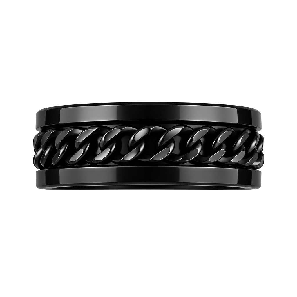Stainless Steel Spinner Ring Size 11 Black Chain 1