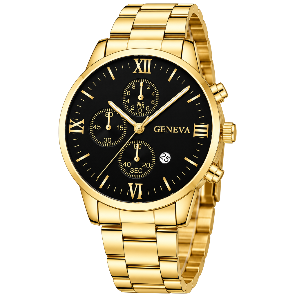 Geneva Gold Chronograph Wristwatch Black Dial 1