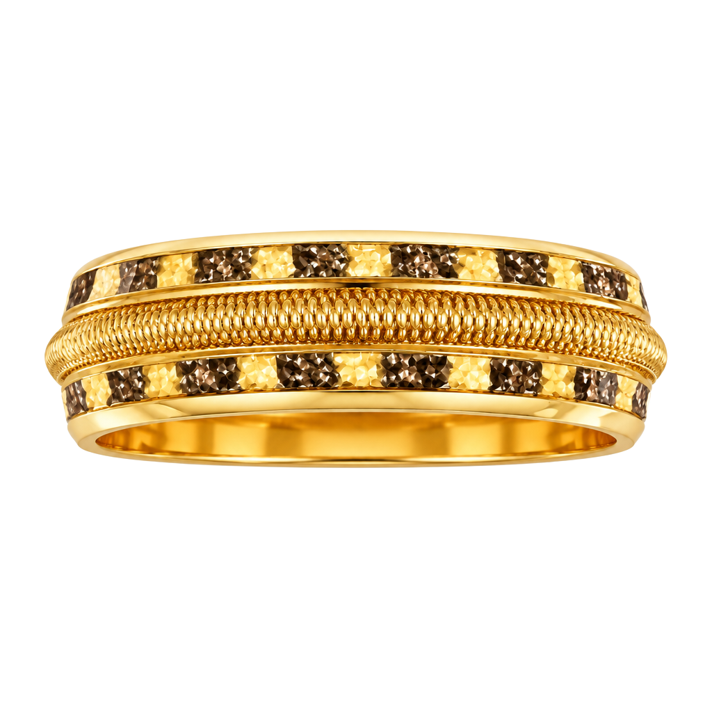 Tungsten Meteorite Guitar String Gold Leaf Ring 6mm Band Size 13 1