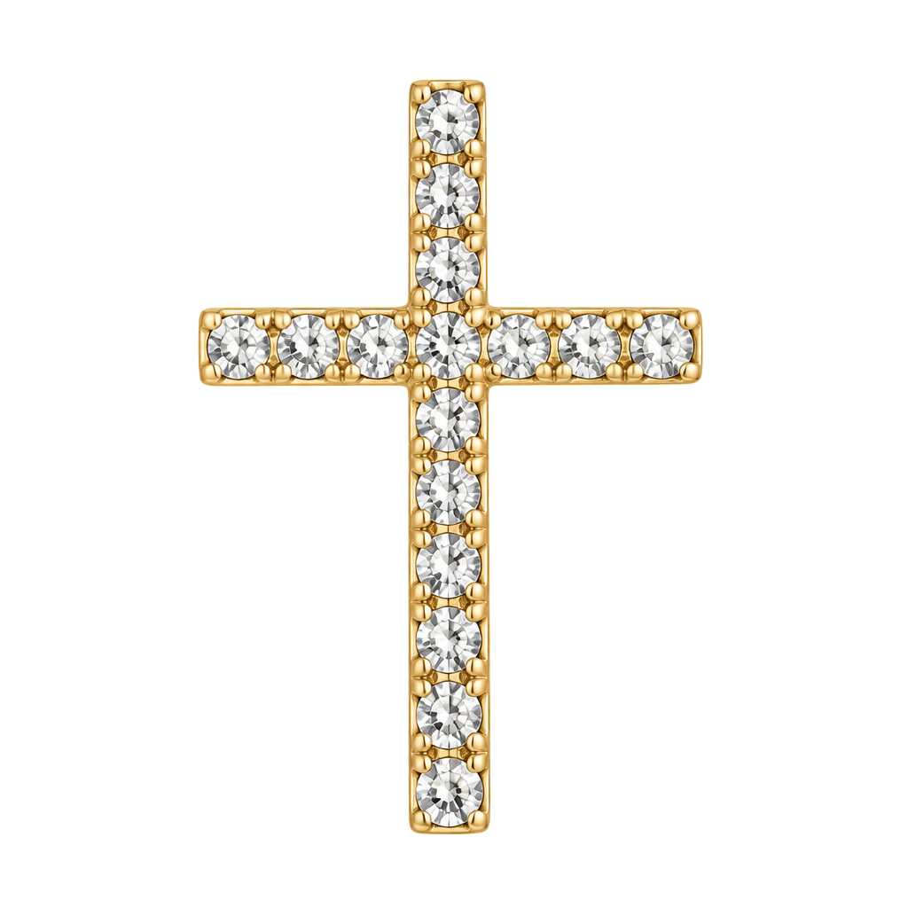 Gold Rhinestone Cross Ring Size 6 1