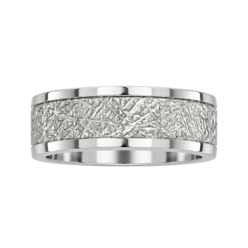 Tungsten Meteorite Inlay Polished Finish 6mm Band Size 9 1