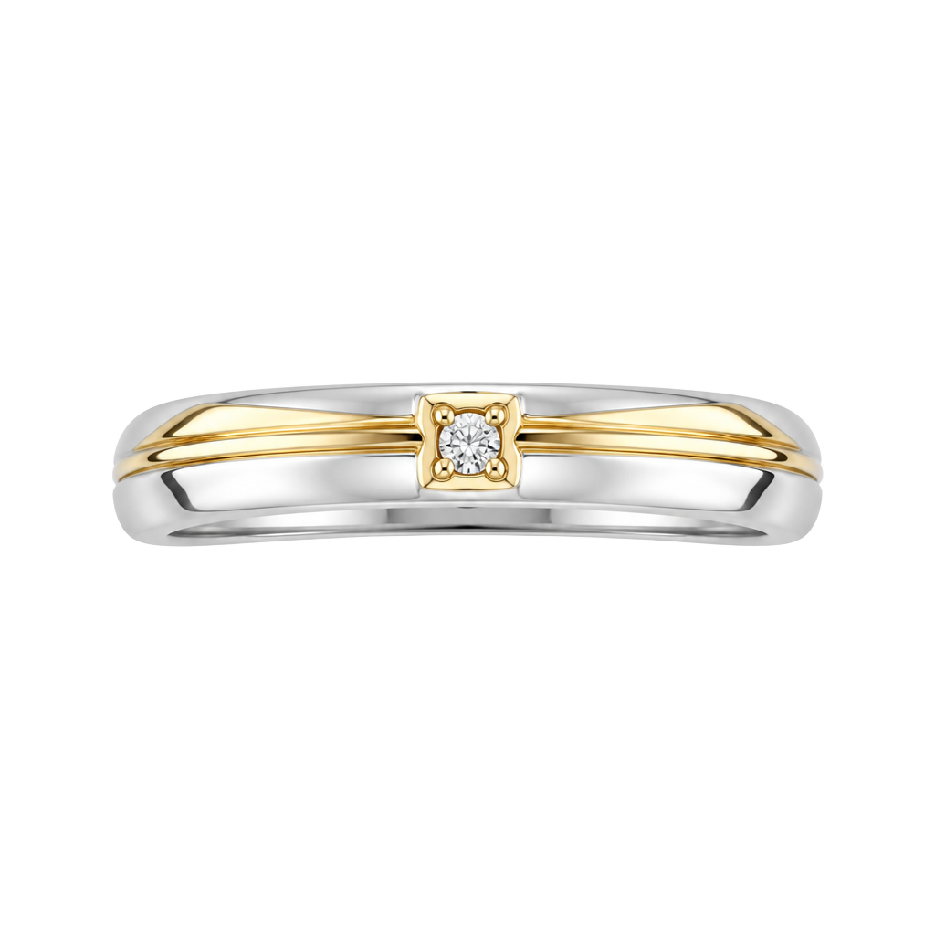 Tungsten Two Tone Gold & Silver 18K Plating 4mm Band Ring Size 6 1