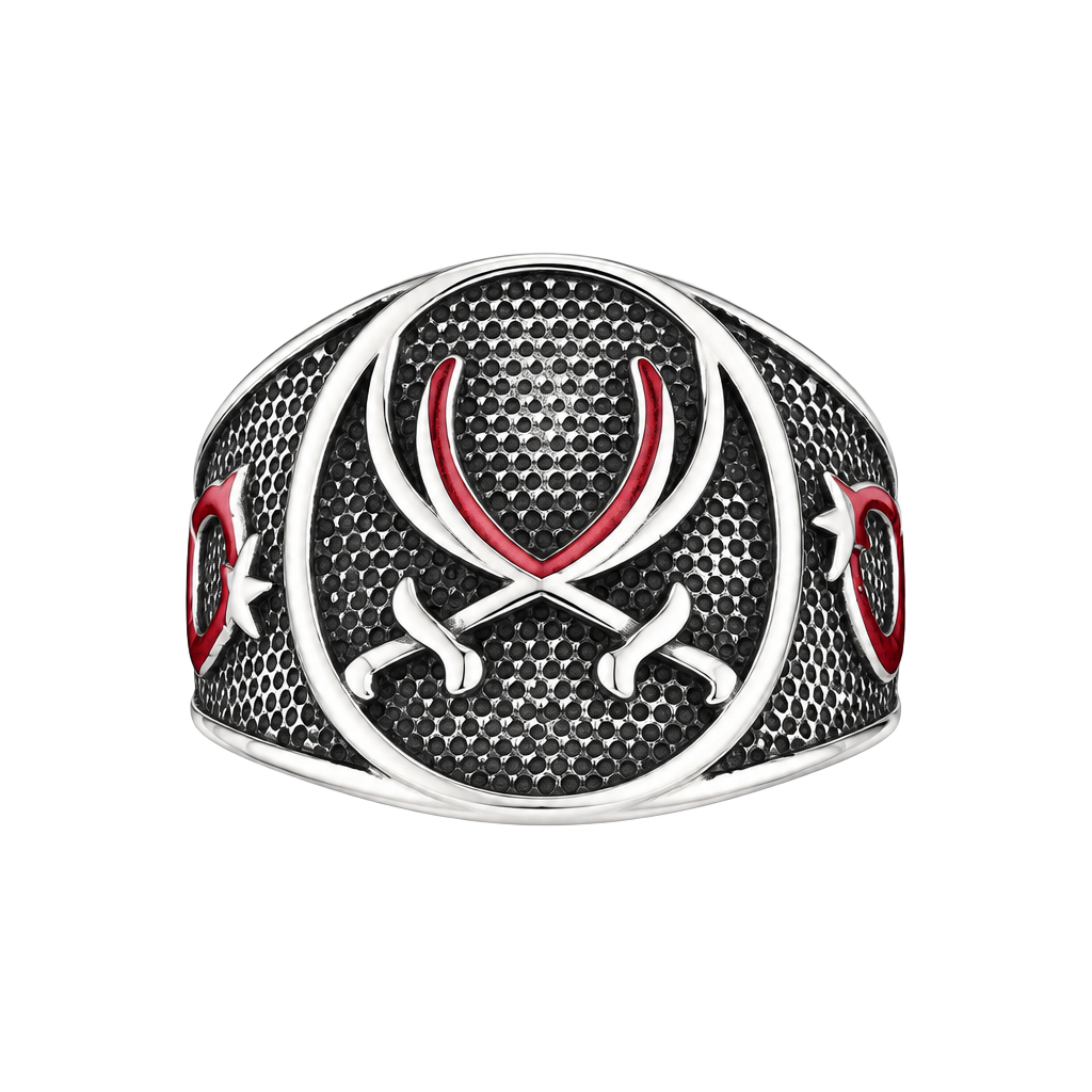 Zulfiqar Crossed Sword Ring Silver Turkish Style Adjustable Size 9-14 1