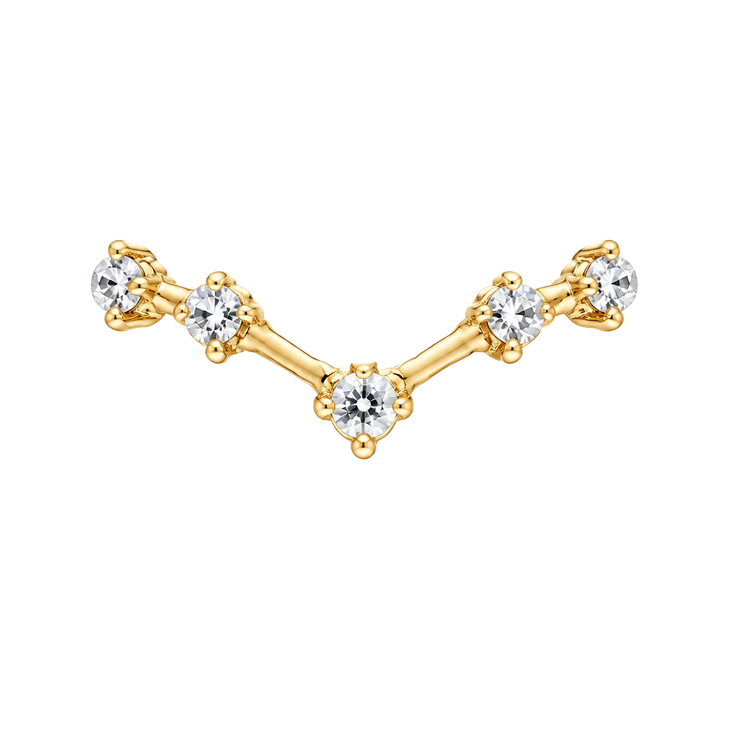 Gold V-Shape 5-Stone CZ Titanium Steel Gold Band Size 6 1