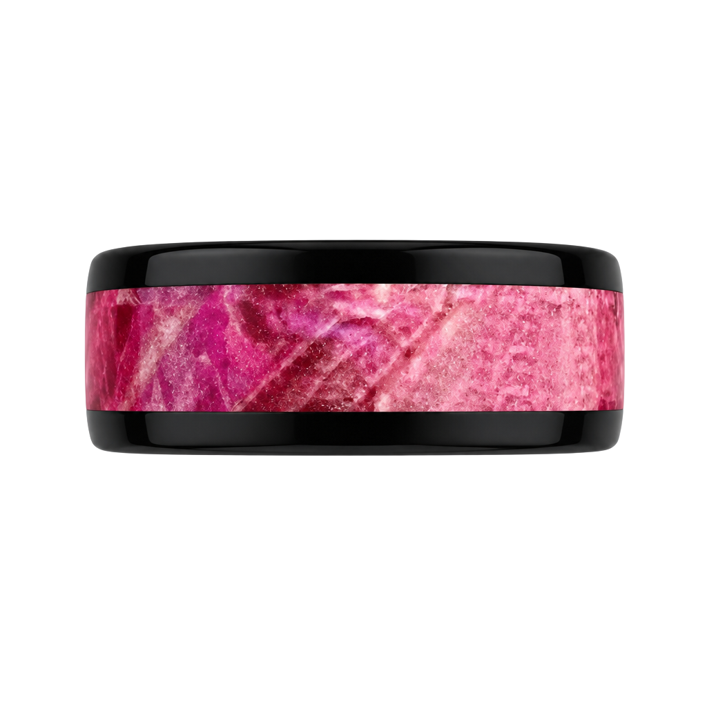 Black Tungsten Ring Pink Camo Inlay 8mm Band Size 13 1