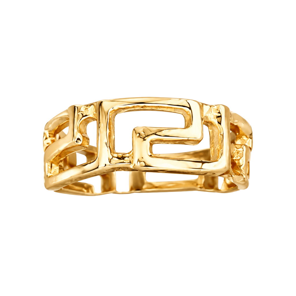 Greek Key Cutout Gold Band Ring Size 6 1