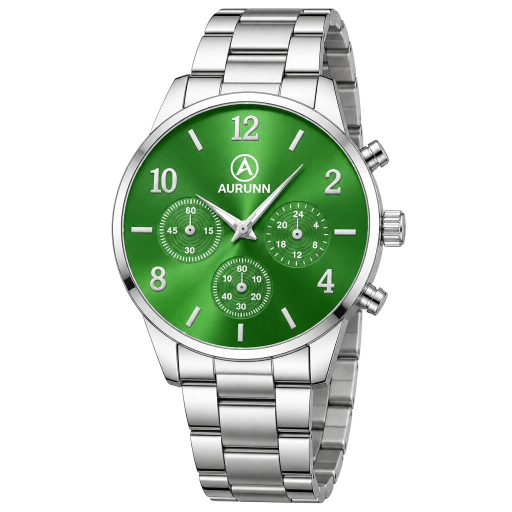 Aurionny Men's Stainless Steel Green Quartz Watch 1