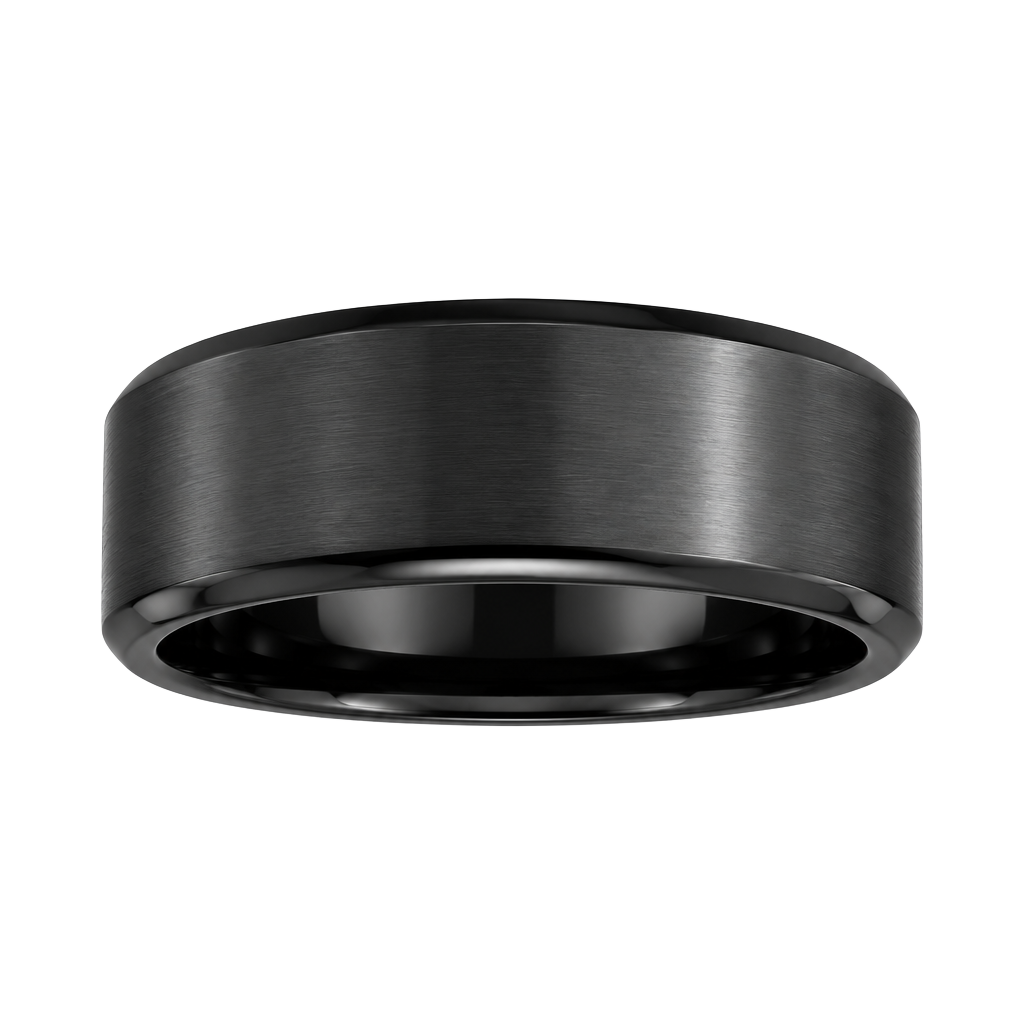 Tungsten Carbide Black Wide Band Polished Minimalist 6mm Size 11 1