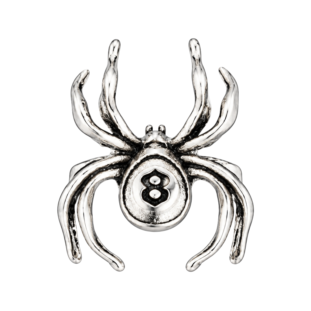 Silver Spider 8 Ball Ring Size 7 1