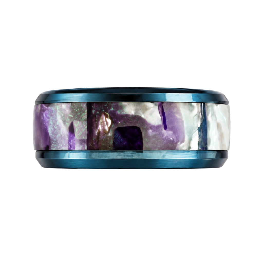 Black Tungsten Carbide Band Ring With Purple Inlay 6mm Band Size 6 1