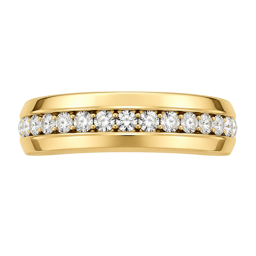 Classic Design Gold Cubic Zirconia Diamond Channel Set 6mm Band Ring Size 12 1