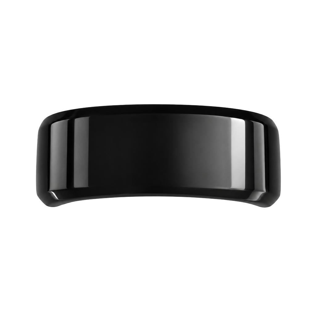 Black Beveled Titanium Steel Polished Finish Band Ring Size 13 1