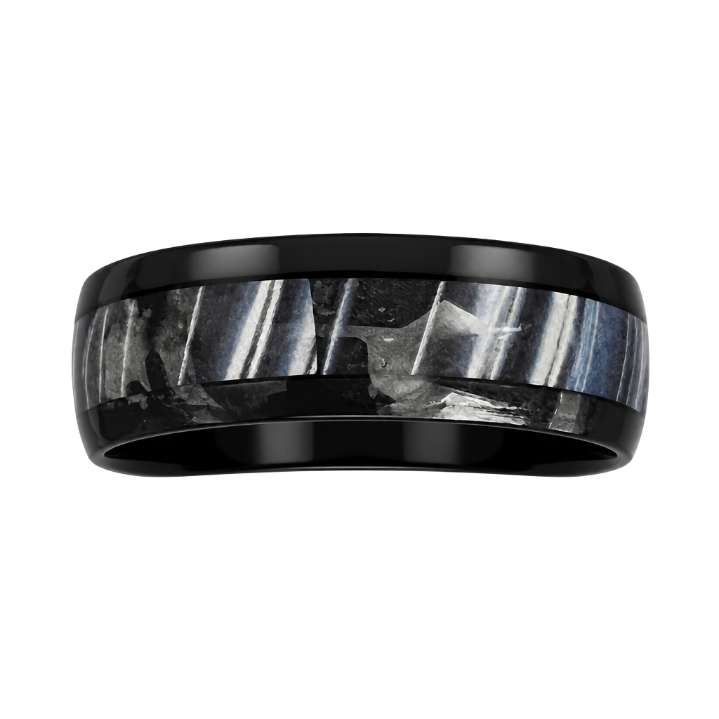 Crucible Black Plated Titanium Steel 8mm Band Size 13 1