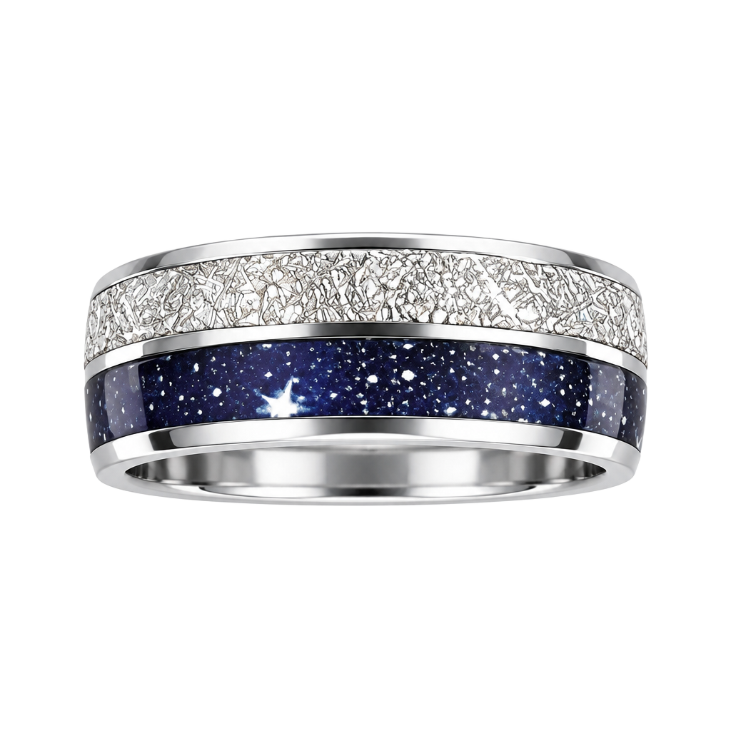 Tungsten Carbide Meteorite Blue Sandstone Ring Size 13 1