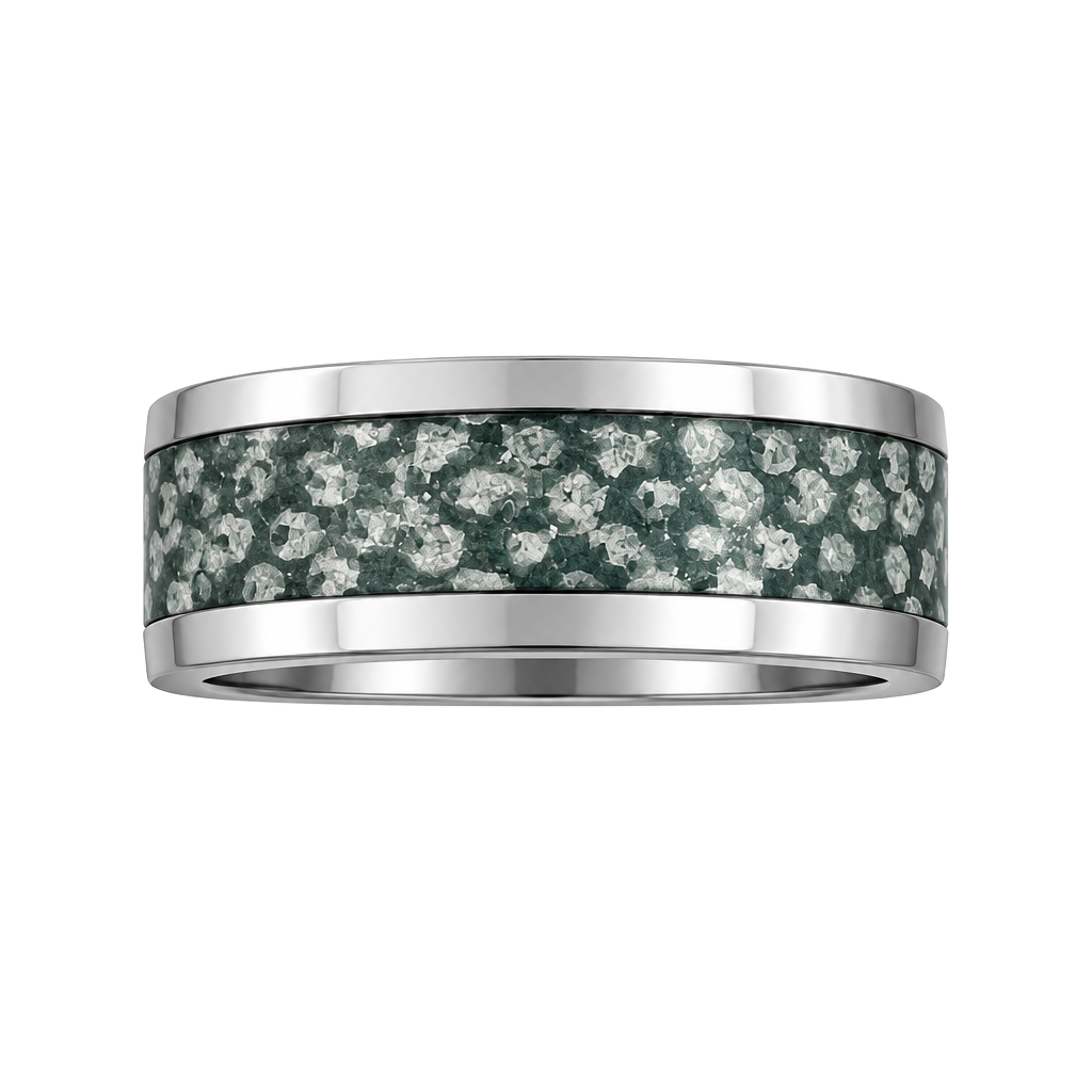 Jeulia Tungsten Hammered Moss Agate 6mm Ring Size 7 1
