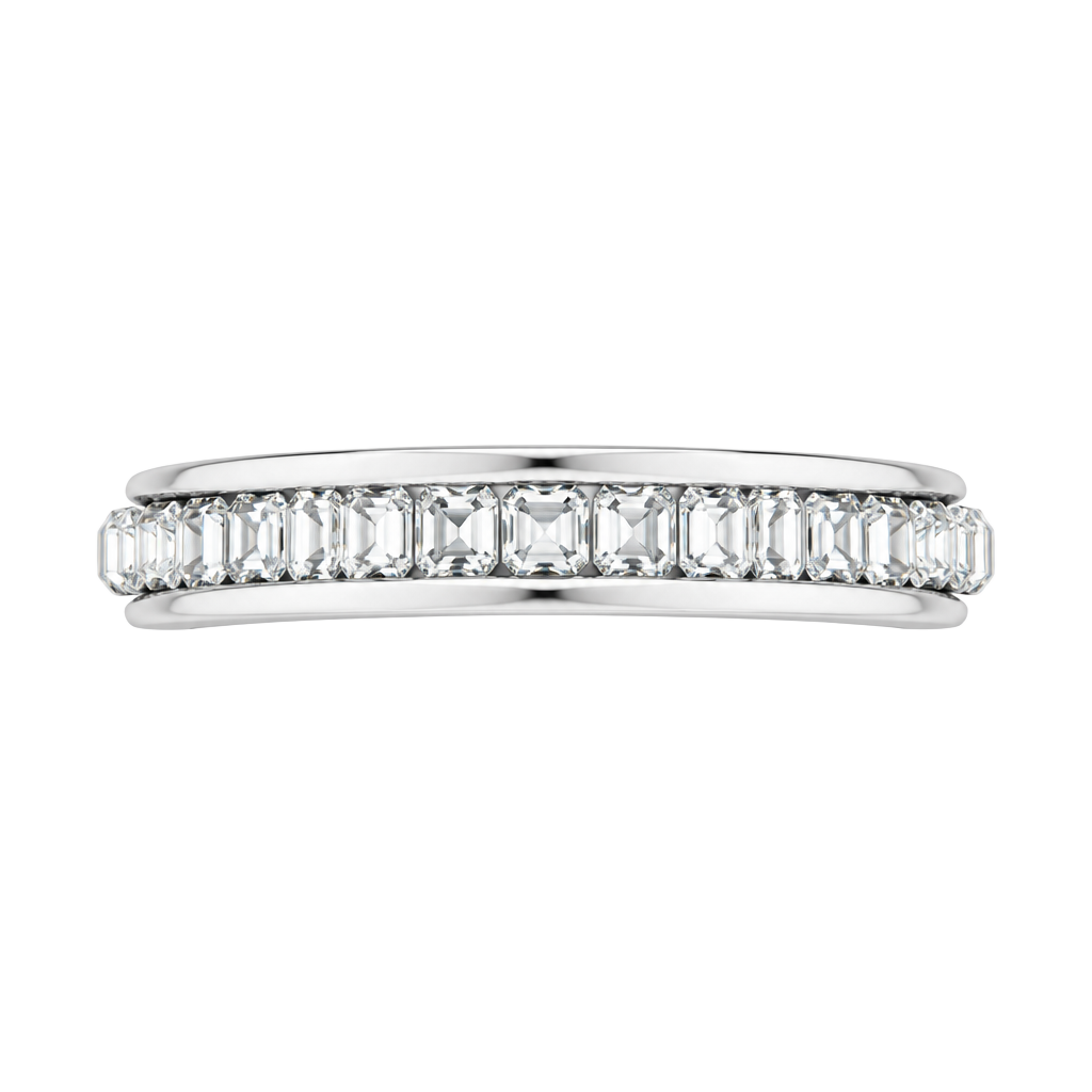 Diamond Channel Set Eternity Band White Gold Plated 4mm Band Size 12 1