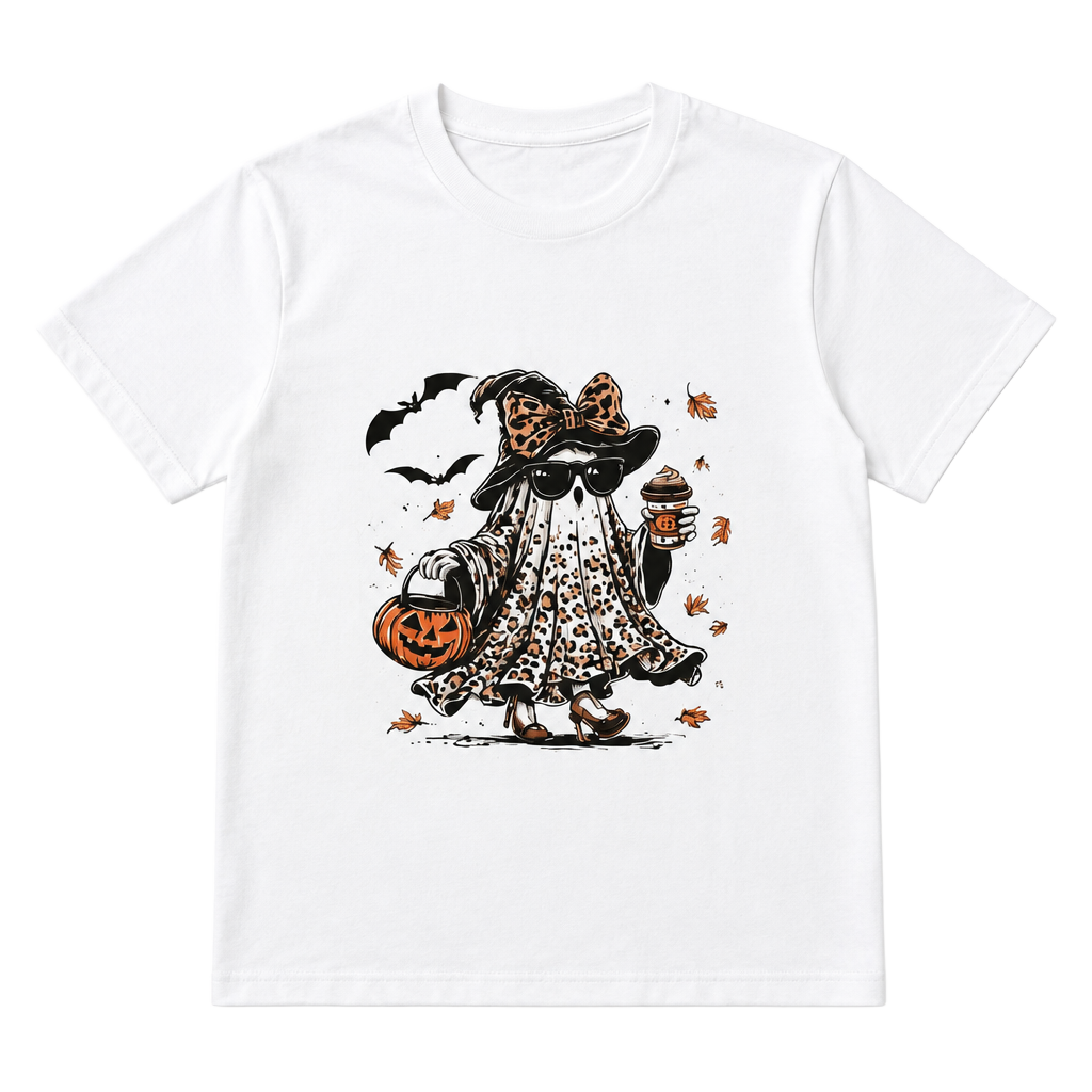 Gildan Halloween Ghost Graphic T-Shirt XL White Cotton 1