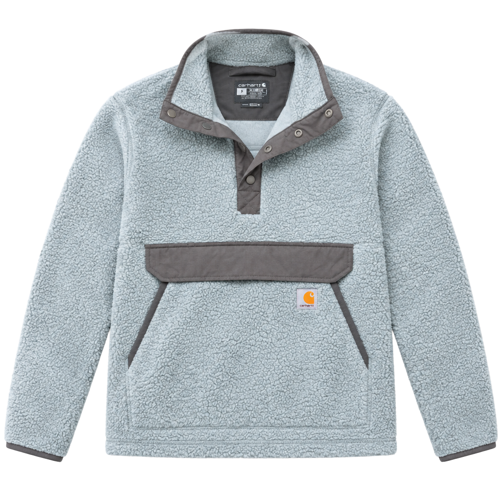 Carhartt Mens Size S Relaxed Fit Sherpa Fleece Snap Pullover Anorak Grey Sage 1