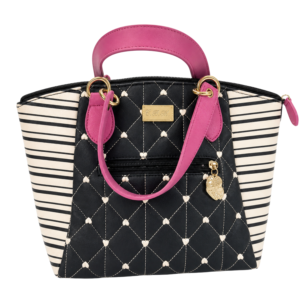 Luv Betsey by Betsey Johnson Quilted Heart Satchel with Striped Side Panels 1