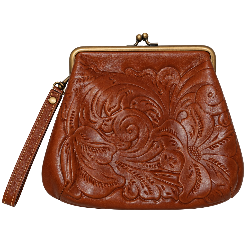 Patricia Nash Savena Tooled Leather Kiss-Lock Wristlet 1