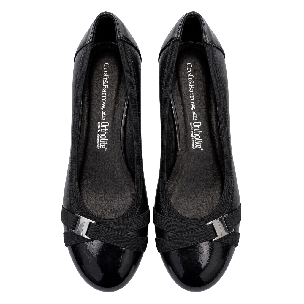 Croft & Barrow Black Patent Wedge Heel Shoes With Ortholite 1