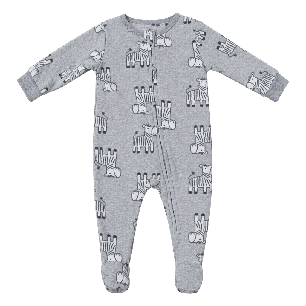 Kids Headquarters Fleece Footed Sleeper Size 9M Gray Zebra 1