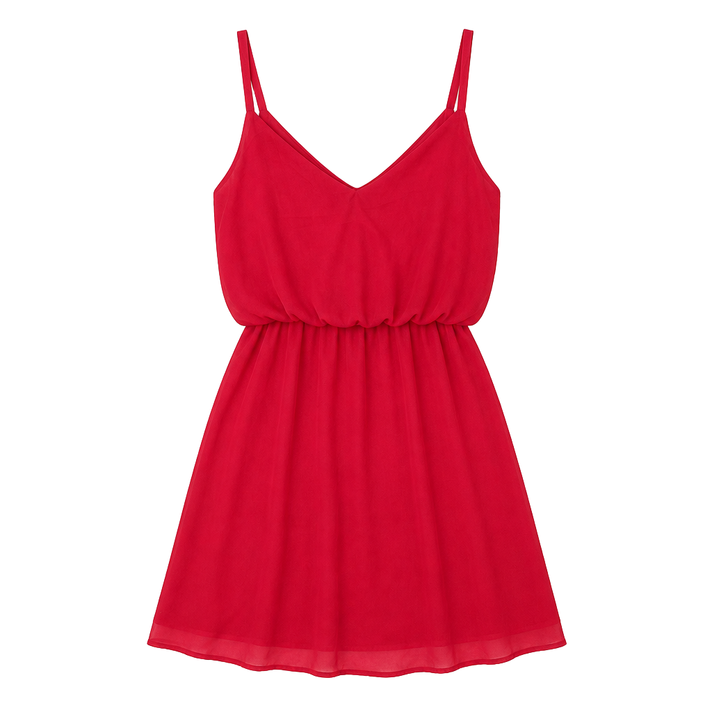 Mimi Chica Red Blouson Chiffon Spaghetti Strap V-Neck Mini Dress Size L 1