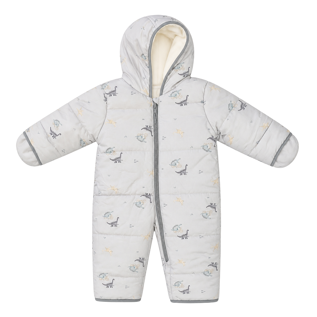 Carter's Baby Toddler Gray Dinosaur Hooded Fleece-Lined Snowsuit Pram 24M 1