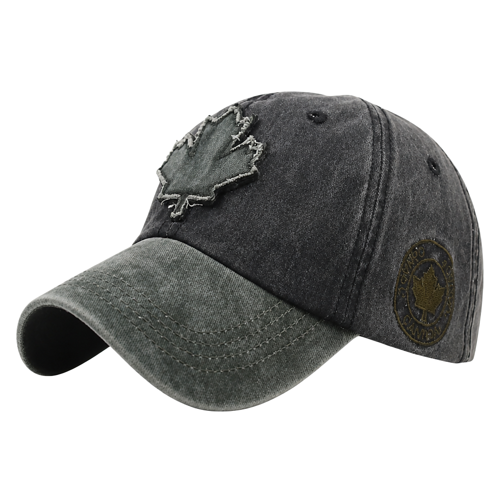 Canada Maple Leaf Baseball Cap Black Washed Cotton Dad Hat 1