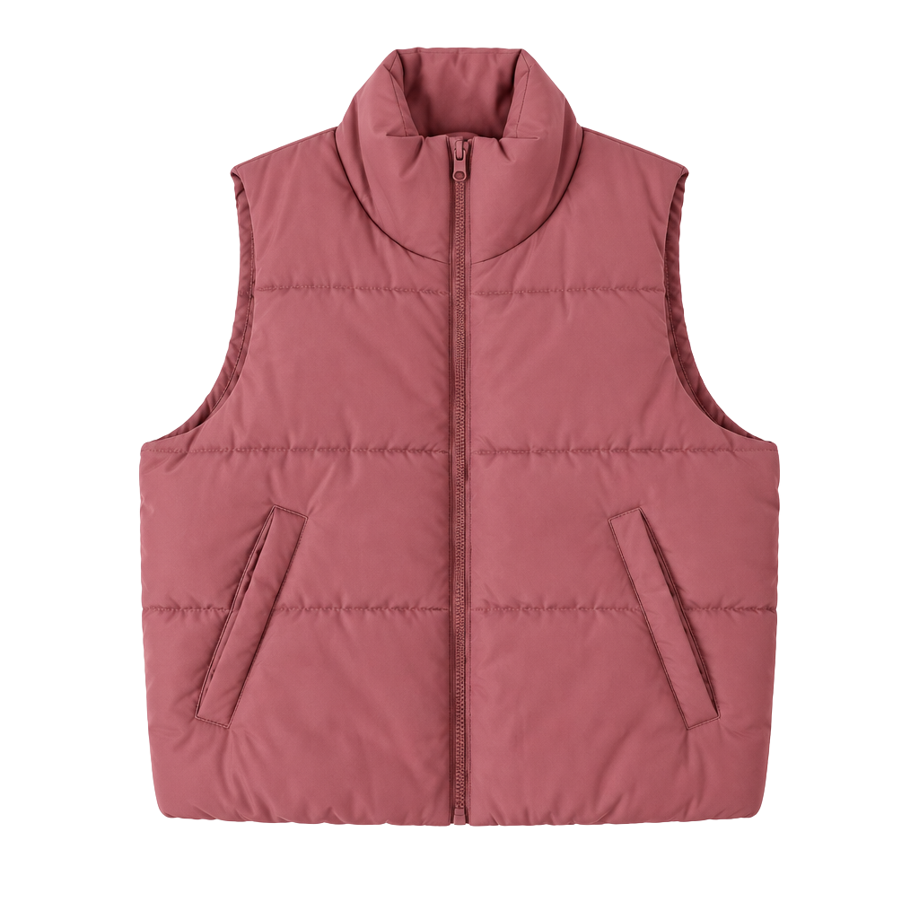 Automet Puffer Vest Size M Pink Cropped Sleeveless Outerwear 1