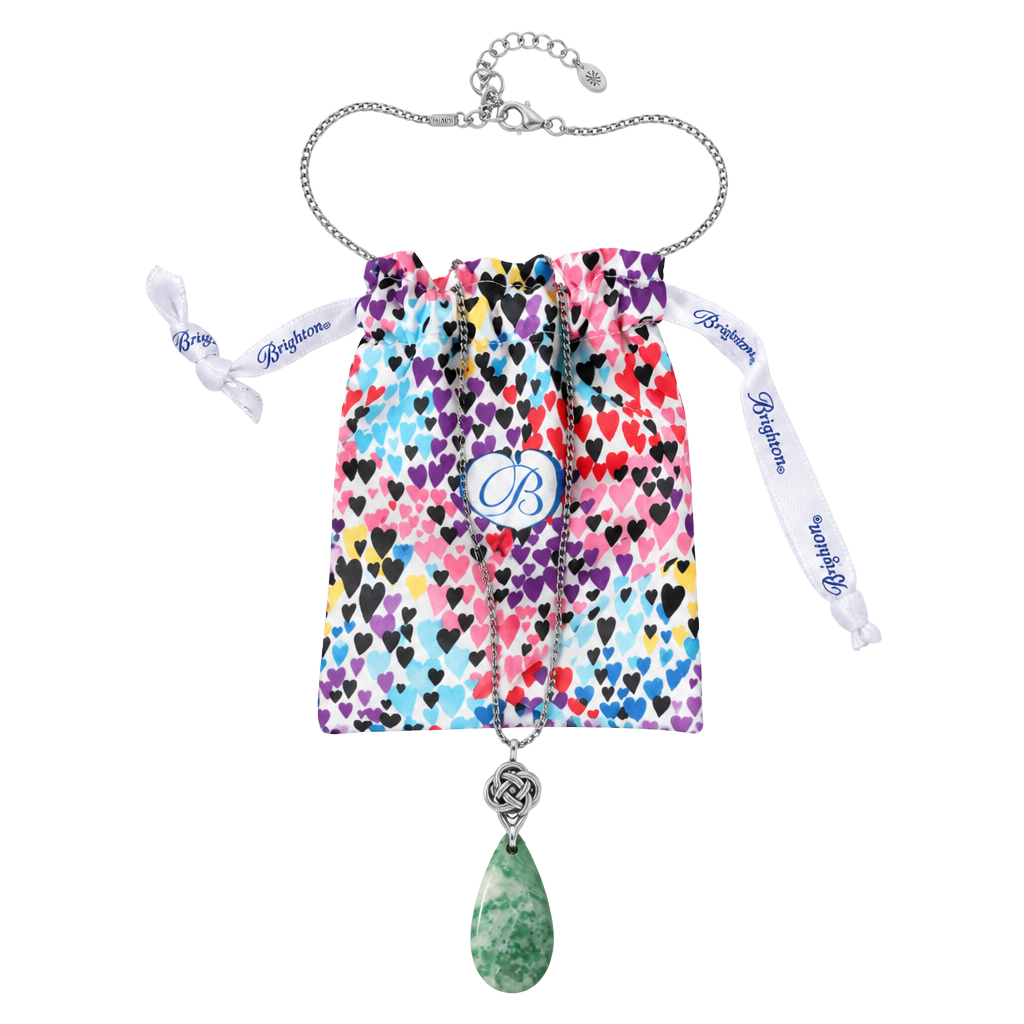 Brighton Green Stone Pendant Necklace with Pouch 1
