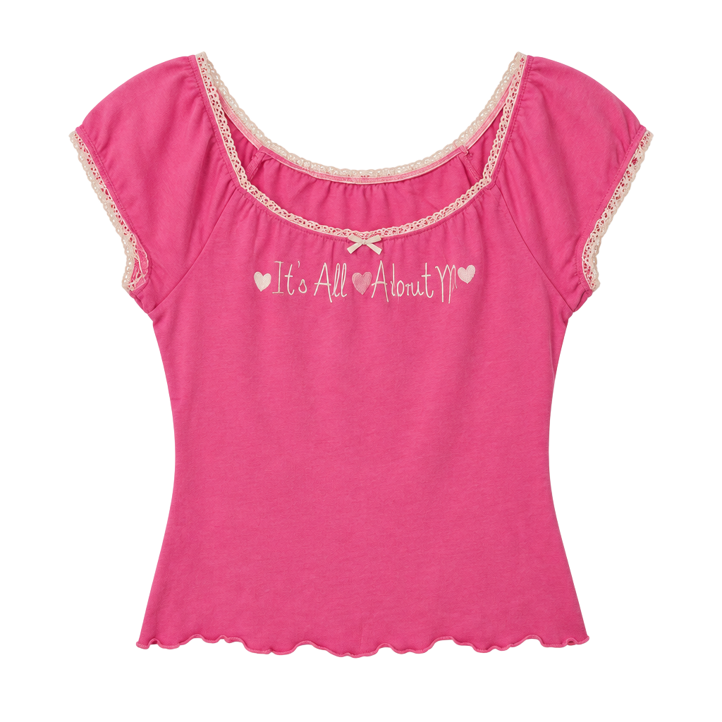 SoftWear T-Shirt Size M Pink It's All About Me Y2K Graphic Tee 1