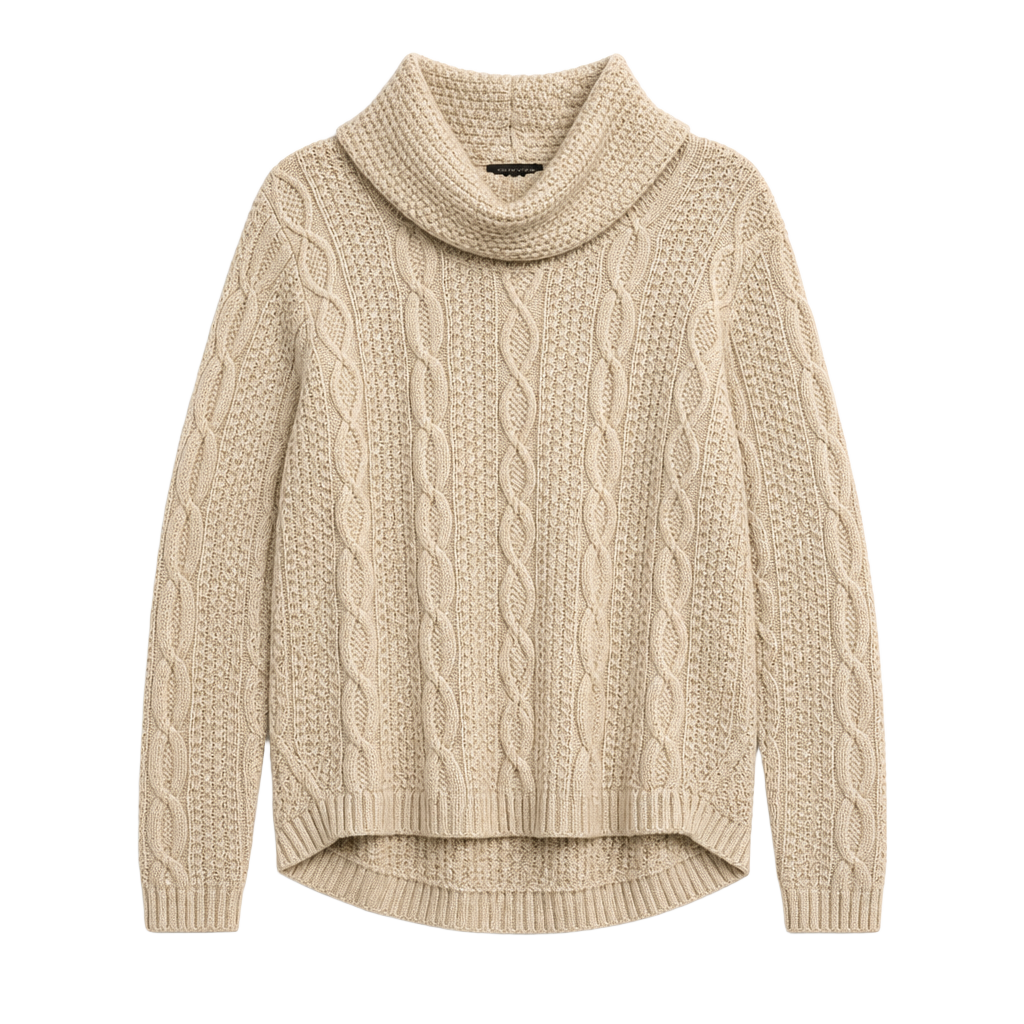 Jeanne Pierre Cream Cable Knit Cowl Neck Sweater Size M 1